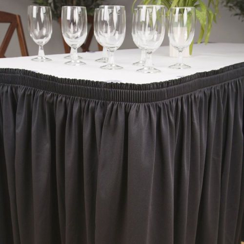 Polyester shirred table skirting - 30&#034; x 72&#034; x 29&#034; - black ab308612 for sale