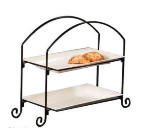 American metalcraft  (is12)  ironworks blk 2-tier iron rectangular stand for sale