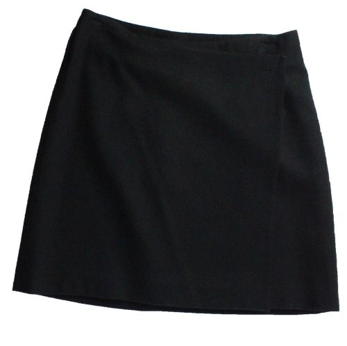 Jenne Maac A Line Wrap Skirt Above Knee Wool Blend Solid Black Sz 4 P EUC