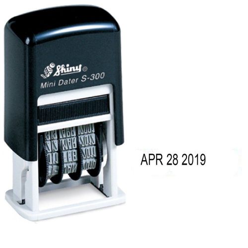 Shiny self-inking rubber date stamp - s-300 - black ink (42510-k) for sale