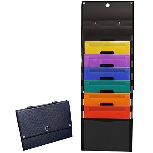 Office School Black File Organizer Folder 6 Pocket Chart Paper Game Storage Fit
