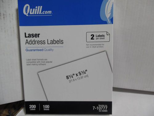 Brand New Quill Laser Address Labels 7-10777 size 81/2&#034;x 51/2&#034; Fast Shipping