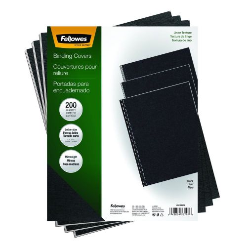 Fellowes Binding Linen Presentation Covers Letter Black 200 Pack (5217001)