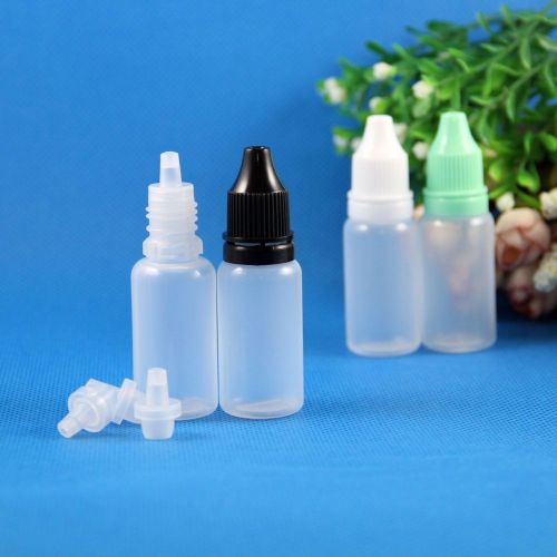 50 x 1/2 OZ 15 ML Squeeze Plastic Dropper Bottles LDPE Tamper Evident Proof Vape