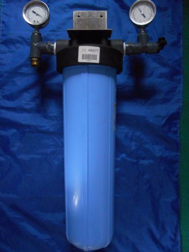 Millipore big blue  water filter  20&#034; w/ bracket and pressure gauges for sale