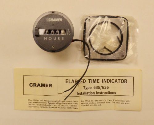 Cramer Elapsed Time Indicator 636  Part Number 10087 115 Volt, NOS.