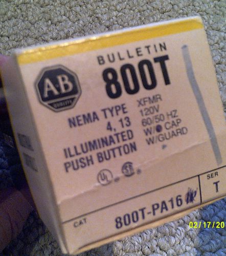 Allen Bradley 800T-PA16 NEMA Type XFMR  Illuminated Push Button W/O Cap W Guard