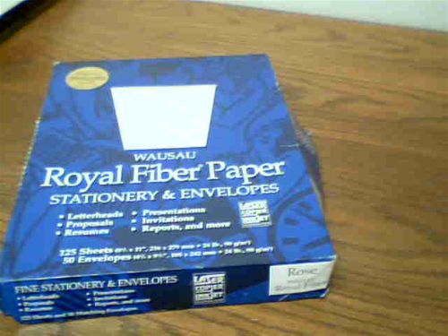 Wausau Stationary &amp; Envelope Set Royal Fiber Paper 8.5 x 11 Matched Set