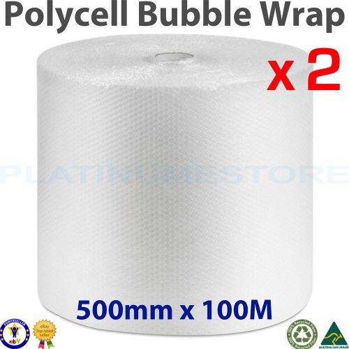 2x 500mm x 100M Metres Bubble Wrap Roll Bubblewrap Clear 10mm Bubbles Free Post