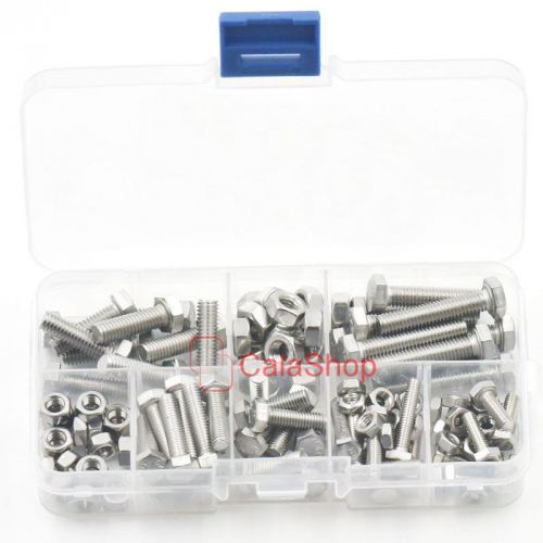 120 Pcs Nuts Bolts Screws Hex Head Metric 304 Stainless Steel Thread Button Cap
