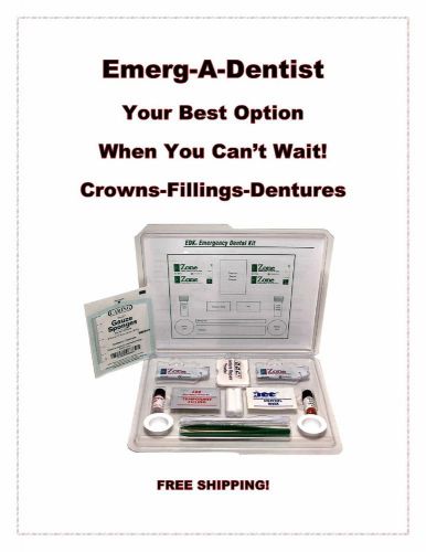 Emerg-A-Dentist  Emergency Repair Kit-Fillings-Crowns-Dentures FREE SHIPPING