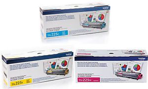 Genuine oem brother tn225c tn225y tn225m toner set (3-pack) for mfc-9340cdw for sale