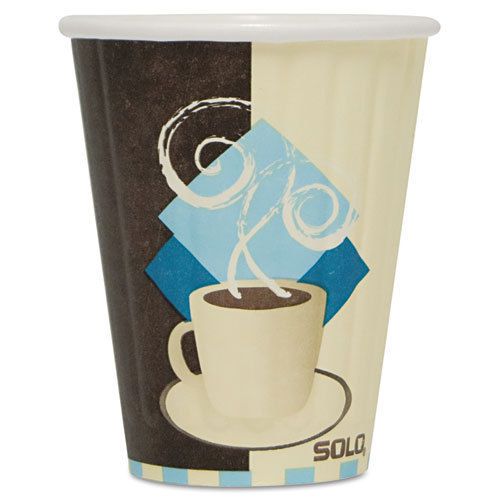 Duo Shield Insulated Paper Hot Cups, Paper, 8oz, Tuscan Design, 1000/Carton