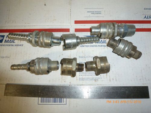 Lot of 7 Bowes Coupler Bodies:  Male &amp; Female; NPT &amp; Barbed Mix