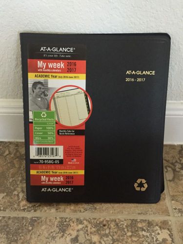 At-A-Glance Spiral 2016 2017 Calendar Planner Weekly Academic My Week Recycled