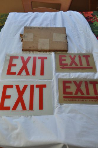 Vintage Industrial Factory Steampunk Exit Sign Glass Panels 4