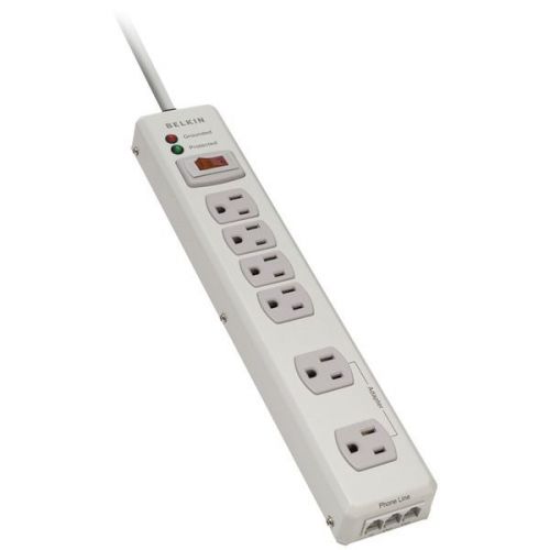 Belkin F9H620-06-MTL Metal Surge Protector w/6 Outlets 6&#039; Cord