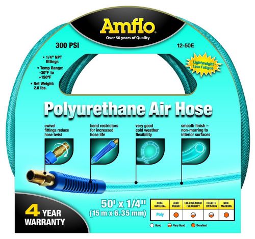 BEST Amflo 12-50E Blue 300 PSI Polyurethane Air Hose 1/4&#034; x 50&#039;