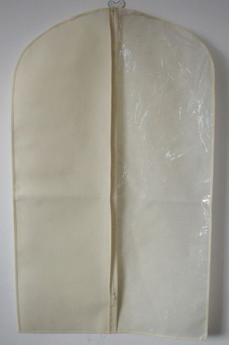 100   24x40&#034; two tone clear + non woven zipper garment bag ivory apparel storage for sale