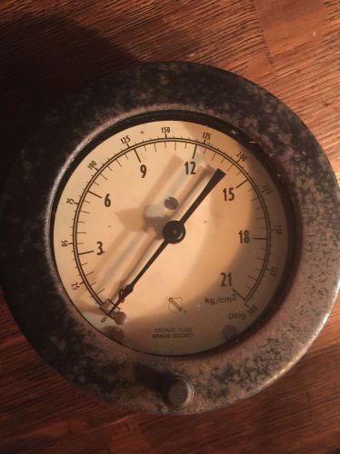 Vintage dual dial pressure gauge 6-1/4&#034; steampunk part art project industrial for sale