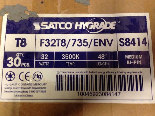 Case of 30 -  F32T8/735/ENV Satco Hy Grade Medium Bi-Pin Fluorescent Light Bulb