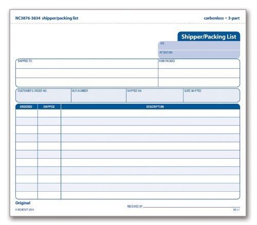 Tops TOPS Shipper/Packing List Form, Triplicate, Carbonless, 8.5 x 7 Inches, 50