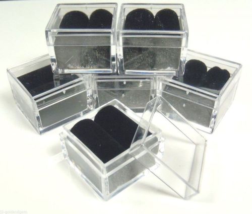 6pc 1x1 Square Acrylic Gem Box/Jar Black insert storage display gemstone mineral