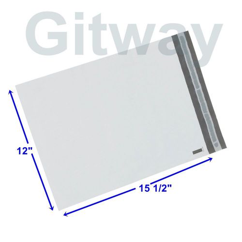 500 - 12&#034; x 15&#034; White Poly Bag Plastic Mailers Shipping Envelopes Self Seal Bags