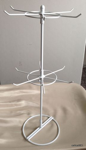 Vintage Metal Jewelry Spinning Display Rack Hanger Holder Organzier 2 Tier White