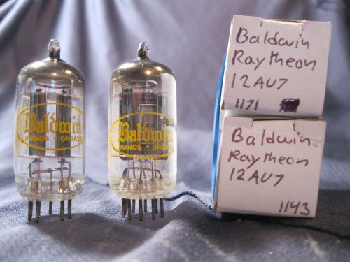 Vintage Matched Pair Baldwin Raytheon 12AU7 PLATINUM GRADE Tubes Black Plates