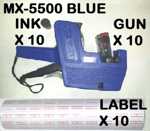 MX-5500 8 BLUE Digits Price Tag Gun+5000 White with Red lines  labels+1 Ink X 10