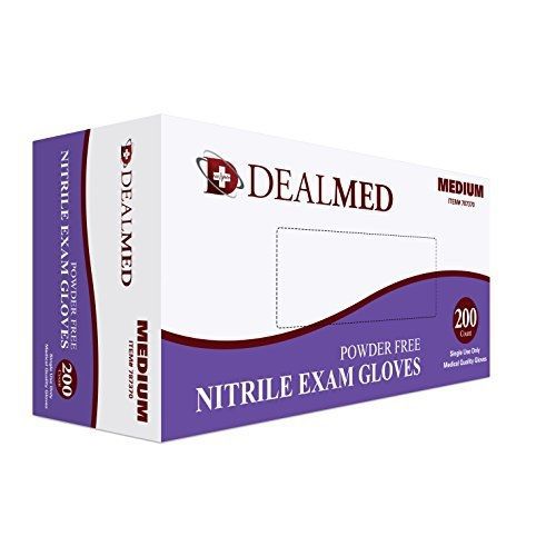 Dealmed disposable nitrile exam powder free gloves, 200 count, size medium for sale