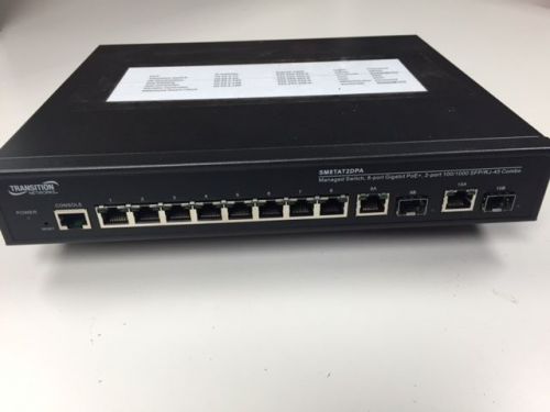 Transition Networks SM8TAT2DPA Layer 2 Managed PoE Plus Switch