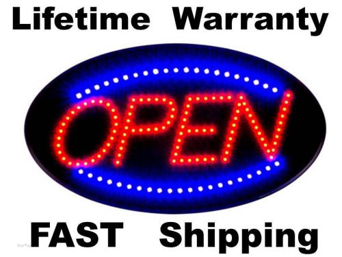 Lifetime Warranty open sign - solid or blinking LED with cord and switch