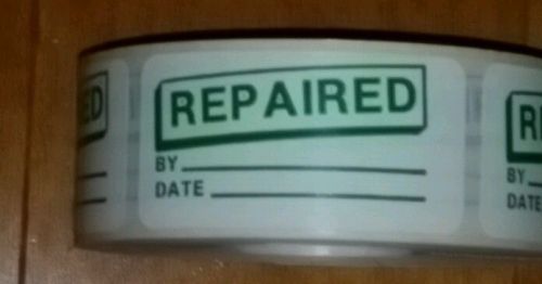 REPAIRED labels - 1&#034;x2&#034;  glossy white and green (20 labels) stickers American!
