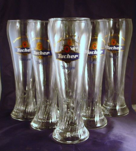 Commercial bar glasses tucher weizen craft beer .5l  16oz tall german set of 6 for sale