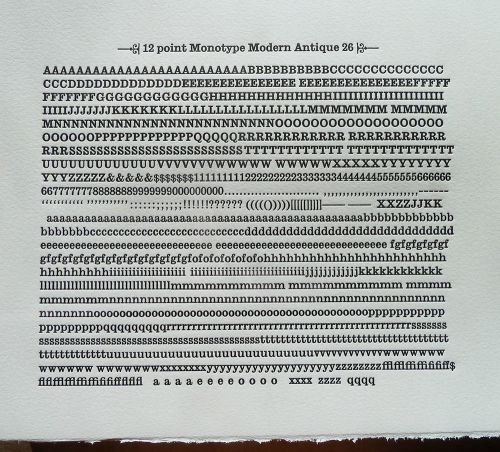 New Letterpress Type - 12pt. Modern Antique 26