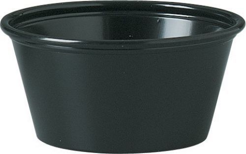 Sold individually solo plastic 2.0 oz black portion container for food, for sale