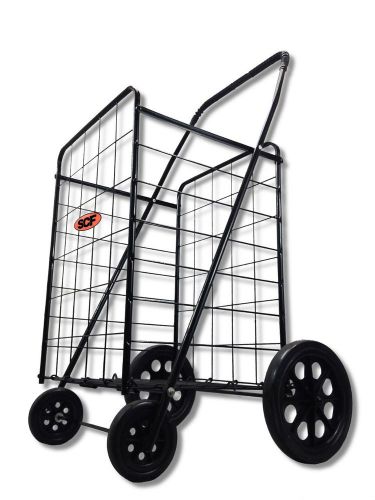 Classic large wheel folding shopping cart in black for sale
