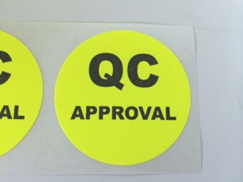 250 2&#034; QC APPROVAL YELLOW NEON STICKERS Labels Stickers NEW SHIPPING LABELS