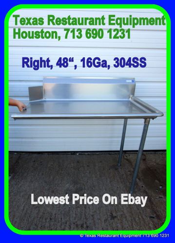New STAINLESS STEEL Clean Right Side Dish Table, 48&#034; 16Ga, NSF, Houston, Texas