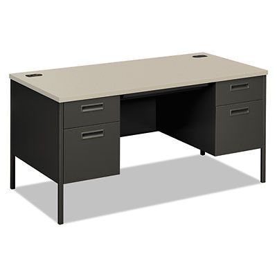 Metro classic double pedestal desk, 60w x 30d x 29 1/2h, gray patterned/charcoal for sale
