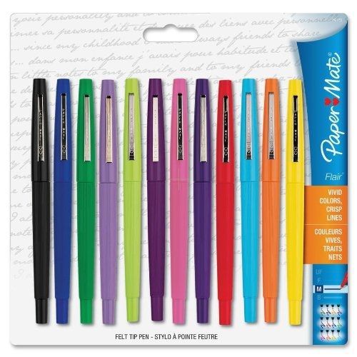 Paper Mate 74423 - Flair Porous Point Stick Pen, Assorted Ink, Medium,
