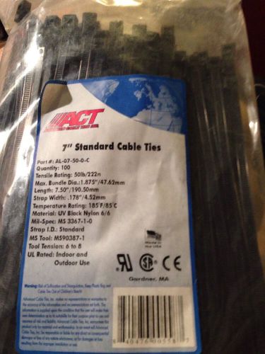 ACT Black Nylon Cable Ties 7&#034; - Pkg/100 FREE SHIPPING