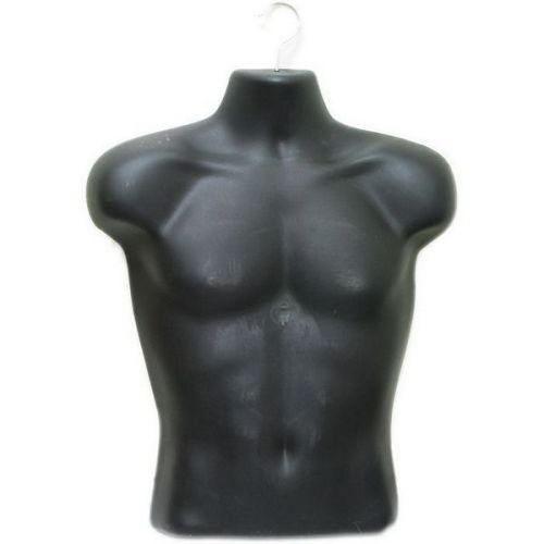 MN-187 2 PCS BLACK Male T-Shirt Form - Heavy Duty Injection Mold w/ Metal Hook