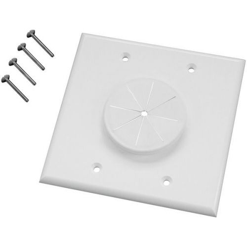 Midlite 2GWH-GR2 Double-Gang Wireport Wall Plate w/Grommet - White