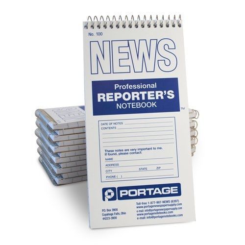 Portage Reporter&#039;s Notebook, # 100 Pitman Ruled, 70 Sheets, 4x8, 12 Pack