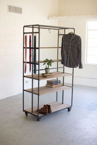 ROLLING CLOSET METAL DOUBLE SIDED MERCHANDISER DISPLAY CART ON CASTERS