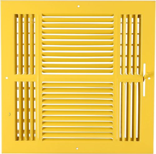12w&#034; x 12h&#034; fixed stamp 4-way air supply diffuser, hvac duct cover grille yellow for sale