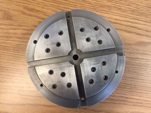 Hardinge fixture plate, 7 inch dia, c26 with taper mount and locating pin.